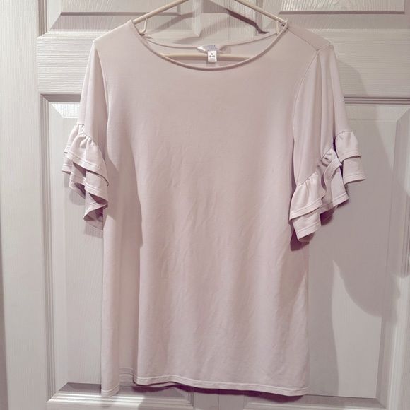 Simly Elegant Women's Ruffle Sleeve Top - White - Picture 1 of 3